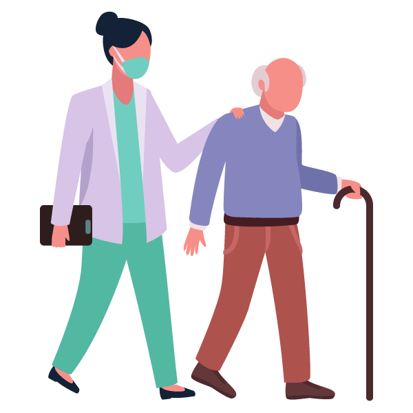 doctor and patient walking